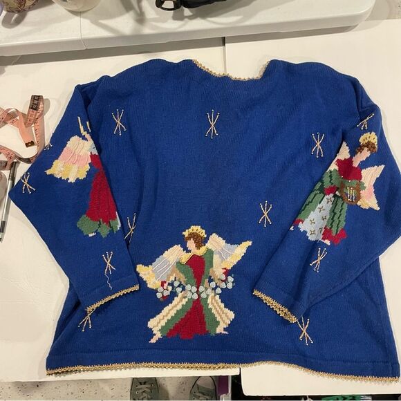 Vintage 90s-80s blue angels 💙 holiday ugly sweater contest winner 🏆 Christmas - Picture 2 of 10